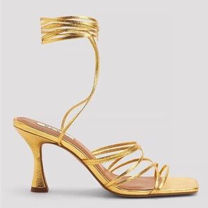 Gold strappy gorgeous sleek heel sandal